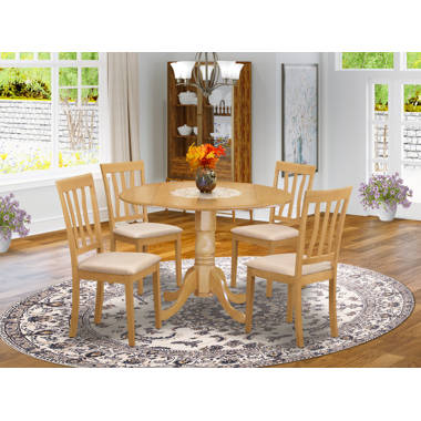 Round oak dining discount table and 4 chairs